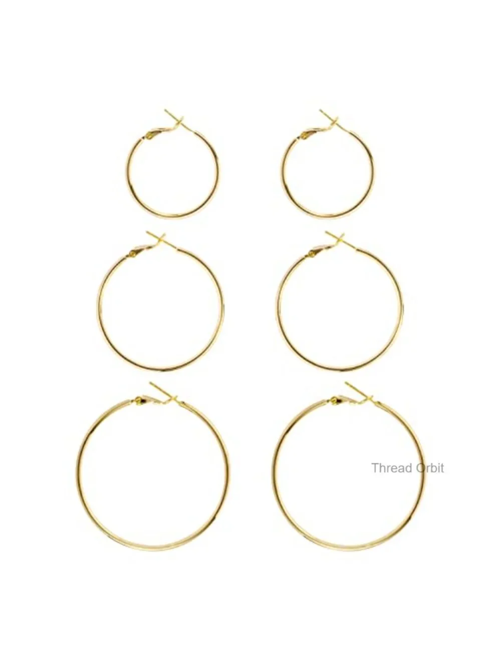 Thin Hoop Earrings Set, 3 Pairs, 925 Sterling Silver Post, Hypoallergenic
